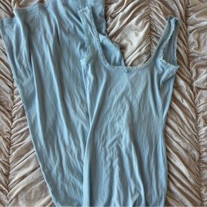 SKIMS Blue Lace-Trimmed Lounge Dress